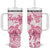 Personalised Polynesia Breast Cancer Awareness Tumbler With Handle No One Fights Alone Turtle Ribbon - White Version