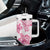 Personalised Polynesia Breast Cancer Awareness Tumbler With Handle No One Fights Alone Turtle Ribbon - White Version