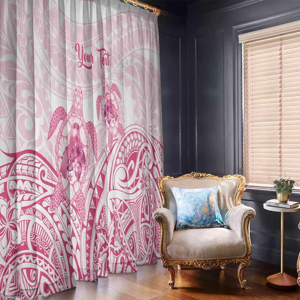 Personalised Polynesia Breast Cancer Awareness Window Curtain No One Fights Alone Turtle Ribbon - White Version LT14 - Polynesian Pride
