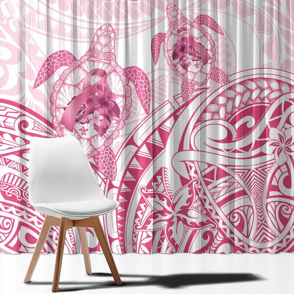 Personalised Polynesia Breast Cancer Awareness Window Curtain No One Fights Alone Turtle Ribbon - White Version LT14 - Polynesian Pride