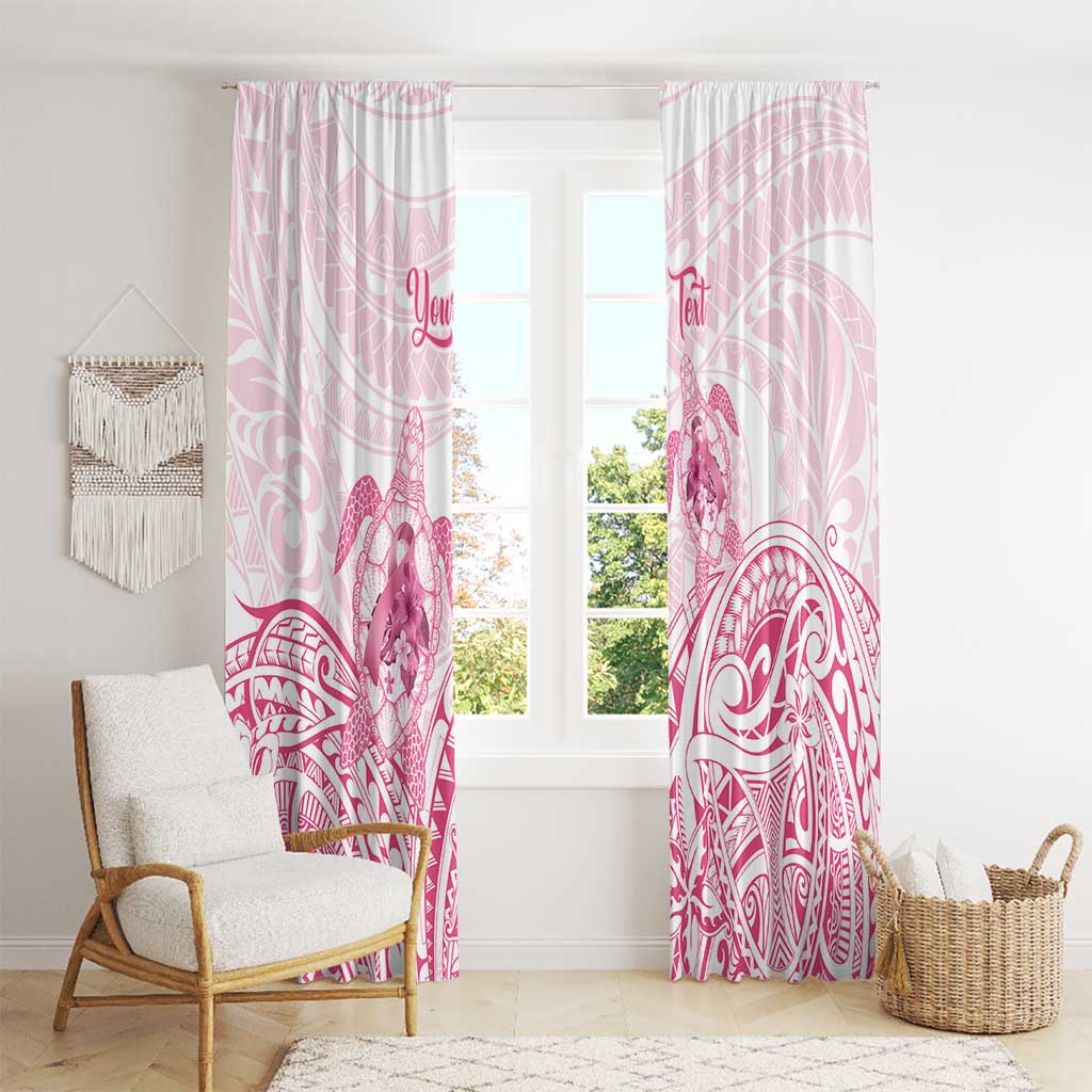 Personalised Polynesia Breast Cancer Awareness Window Curtain No One Fights Alone Turtle Ribbon - White Version LT14 - Polynesian Pride