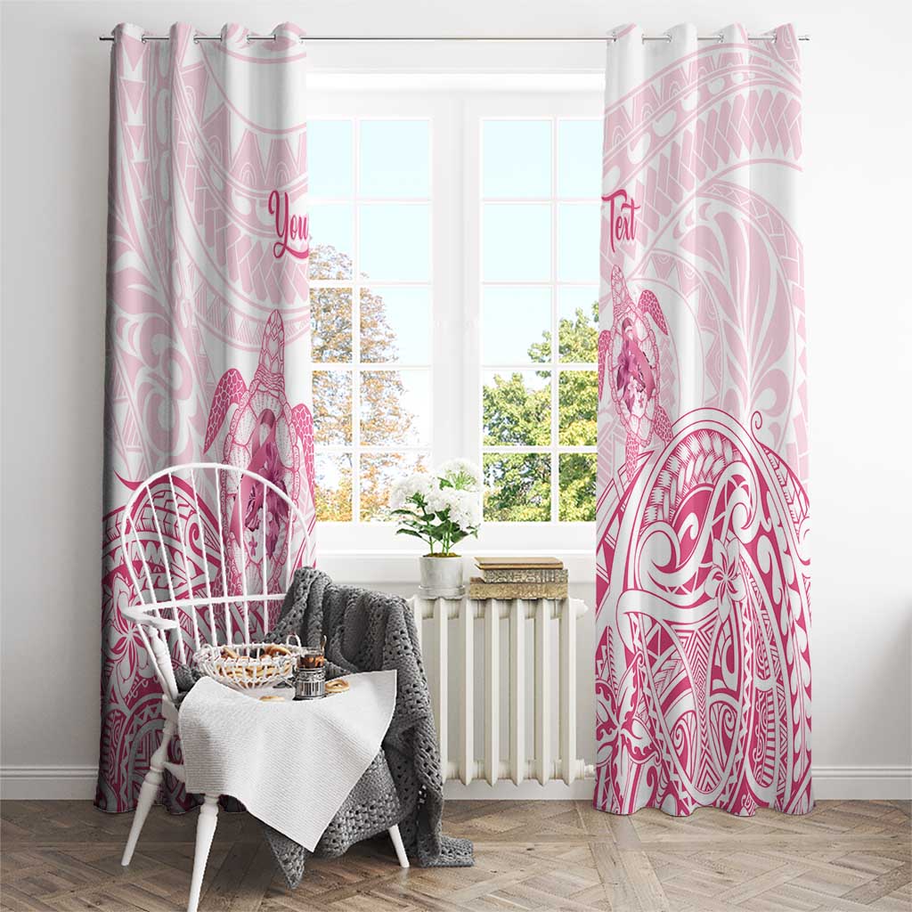 Personalised Polynesia Breast Cancer Awareness Window Curtain No One Fights Alone Turtle Ribbon - White Version LT14 - Polynesian Pride