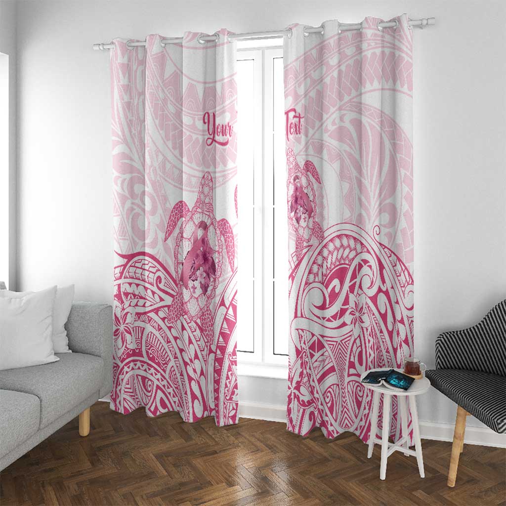 Personalised Polynesia Breast Cancer Awareness Window Curtain No One Fights Alone Turtle Ribbon - White Version LT14 With Grommets White - Polynesian Pride