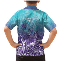 Polynesia Suicide Prevention Month Family Matching Mermaid Dress and Hawaiian Shirt Butterfly Purple And Teal Ribbon Tomorrow Needs You