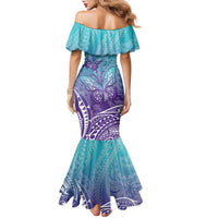 Polynesia Suicide Prevention Month Family Matching Mermaid Dress and Hawaiian Shirt Butterfly Purple And Teal Ribbon Tomorrow Needs You