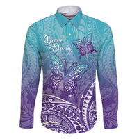 Polynesia Suicide Prevention Month Family Matching Short Sleeve Bodycon Dress and Hawaiian Shirt Butterfly Purple And Teal Ribbon Tomorrow Needs You