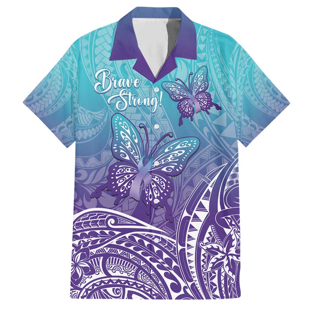 Polynesia Suicide Prevention Month Hawaiian Shirt Butterfly Purple And Teal Ribbon Tomorrow Needs You