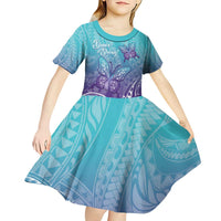 Polynesia Suicide Prevention Month Kid Short Sleeve Dress Butterfly Purple And Teal Ribbon Tomorrow Needs You