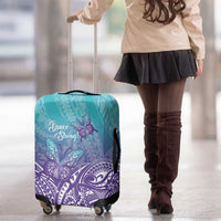 Polynesia Suicide Prevention Month Luggage Cover Butterfly Purple And Teal Ribbon Tomorrow Needs You