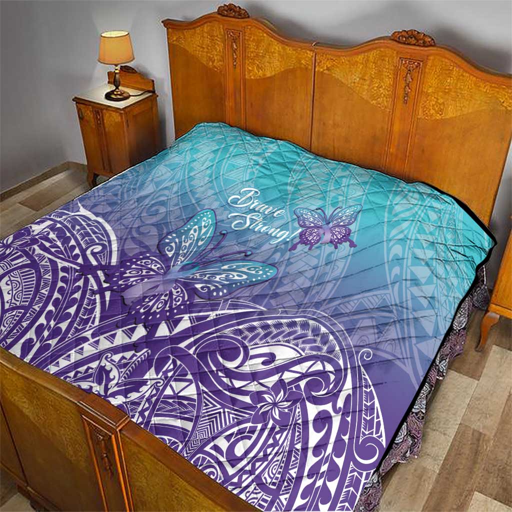 Polynesia Suicide Prevention Month Quilt Butterfly Purple And Teal Ribbon Tomorrow Needs You