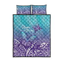 Polynesia Suicide Prevention Month Quilt Bed Set Butterfly Purple And Teal Ribbon Tomorrow Needs You