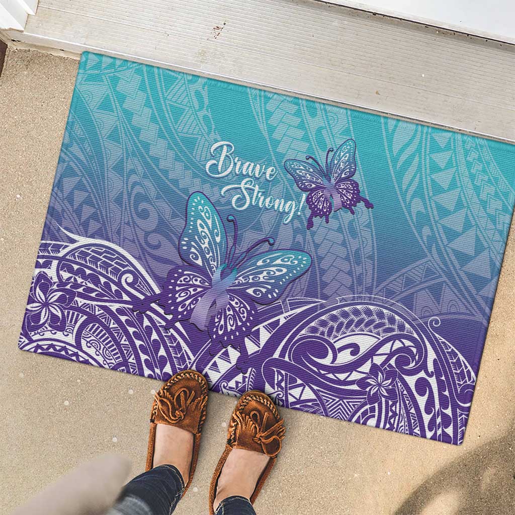 Polynesia Suicide Prevention Month Rubber Doormat Butterfly Purple And Teal Ribbon Tomorrow Needs You