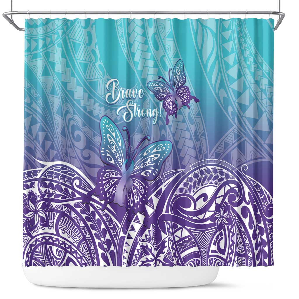 Polynesia Suicide Prevention Month Shower Curtain Butterfly Purple And Teal Ribbon Tomorrow Needs You