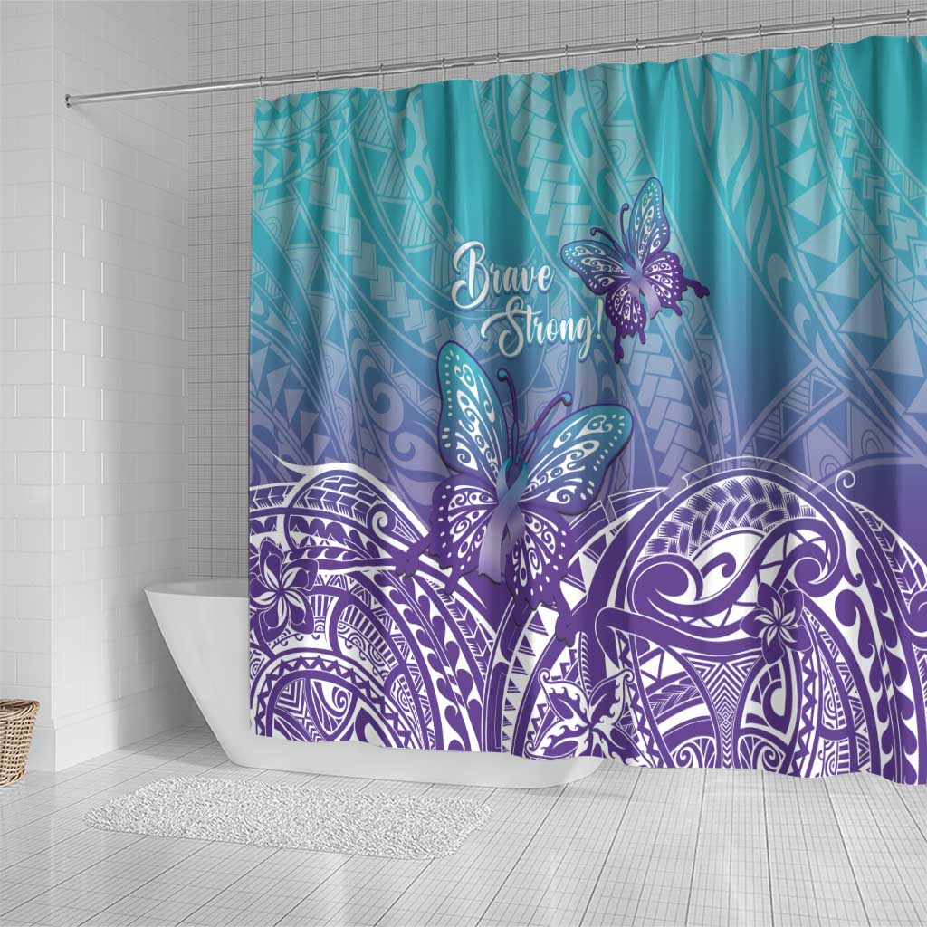 Polynesia Suicide Prevention Month Shower Curtain Butterfly Purple And Teal Ribbon Tomorrow Needs You
