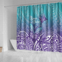Polynesia Suicide Prevention Month Shower Curtain Butterfly Purple And Teal Ribbon Tomorrow Needs You
