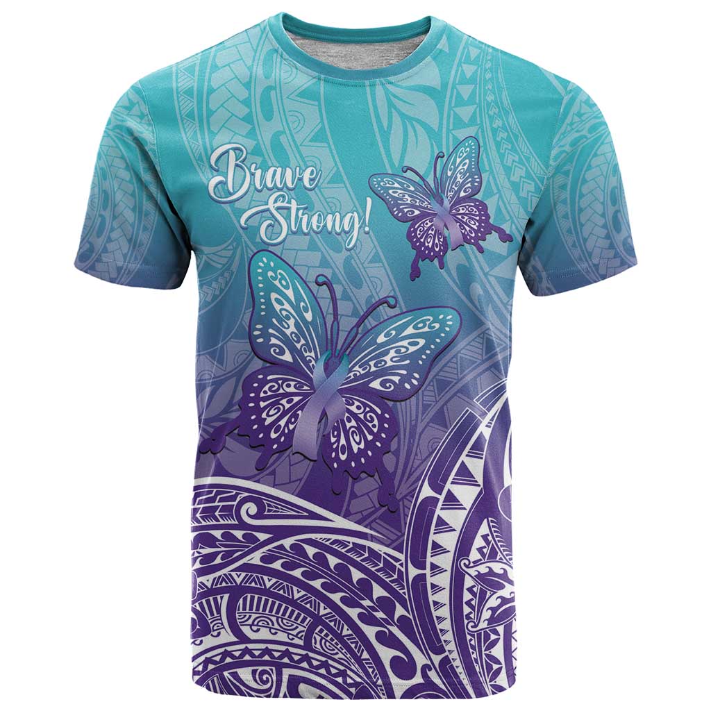 Polynesia Suicide Prevention Month T Shirt Butterfly Purple And Teal Ribbon Tomorrow Needs You