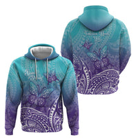 Polynesia Suicide Prevention Month Zip Hoodie Butterfly Purple And Teal Ribbon Tomorrow Needs You