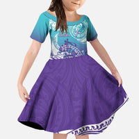 Personalised New Zealand Suicide Prevention Month Family Matching Off Shoulder Maxi Dress and Hawaiian Shirt You Matter NZ Fern With Maori Koru Lizard