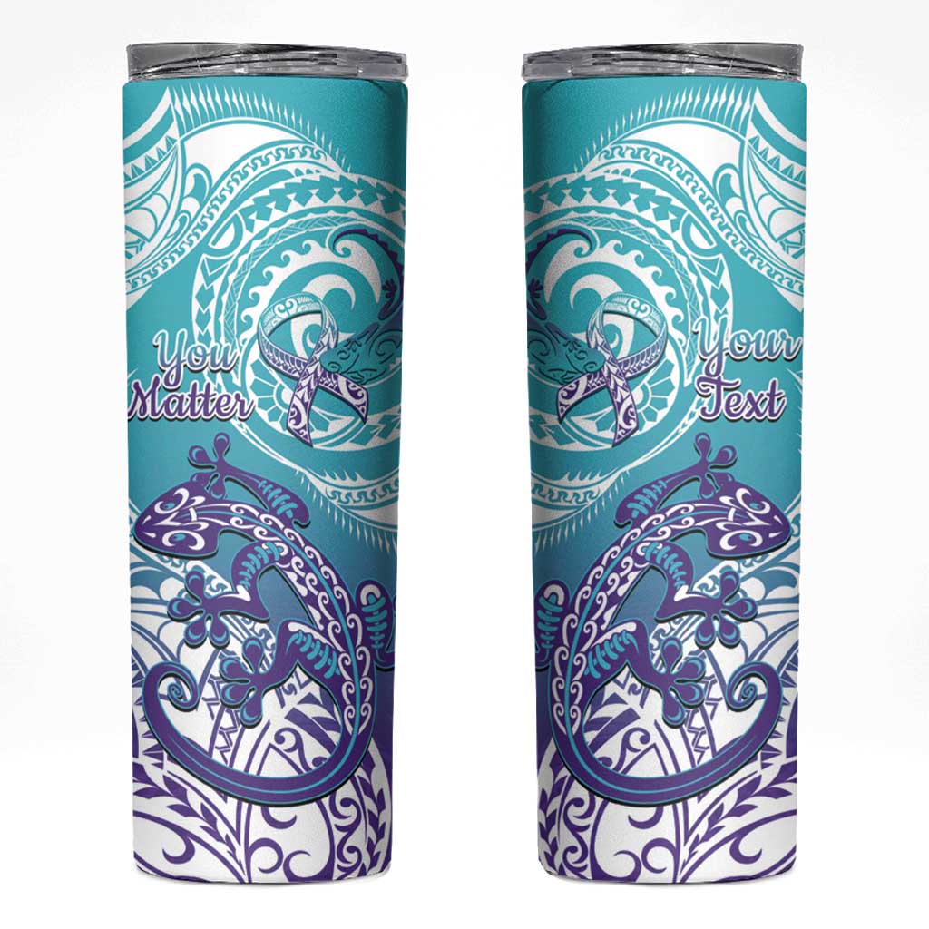 Personalised New Zealand Suicide Prevention Month Skinny Tumbler You Matter NZ Fern With Maori Koru Lizard