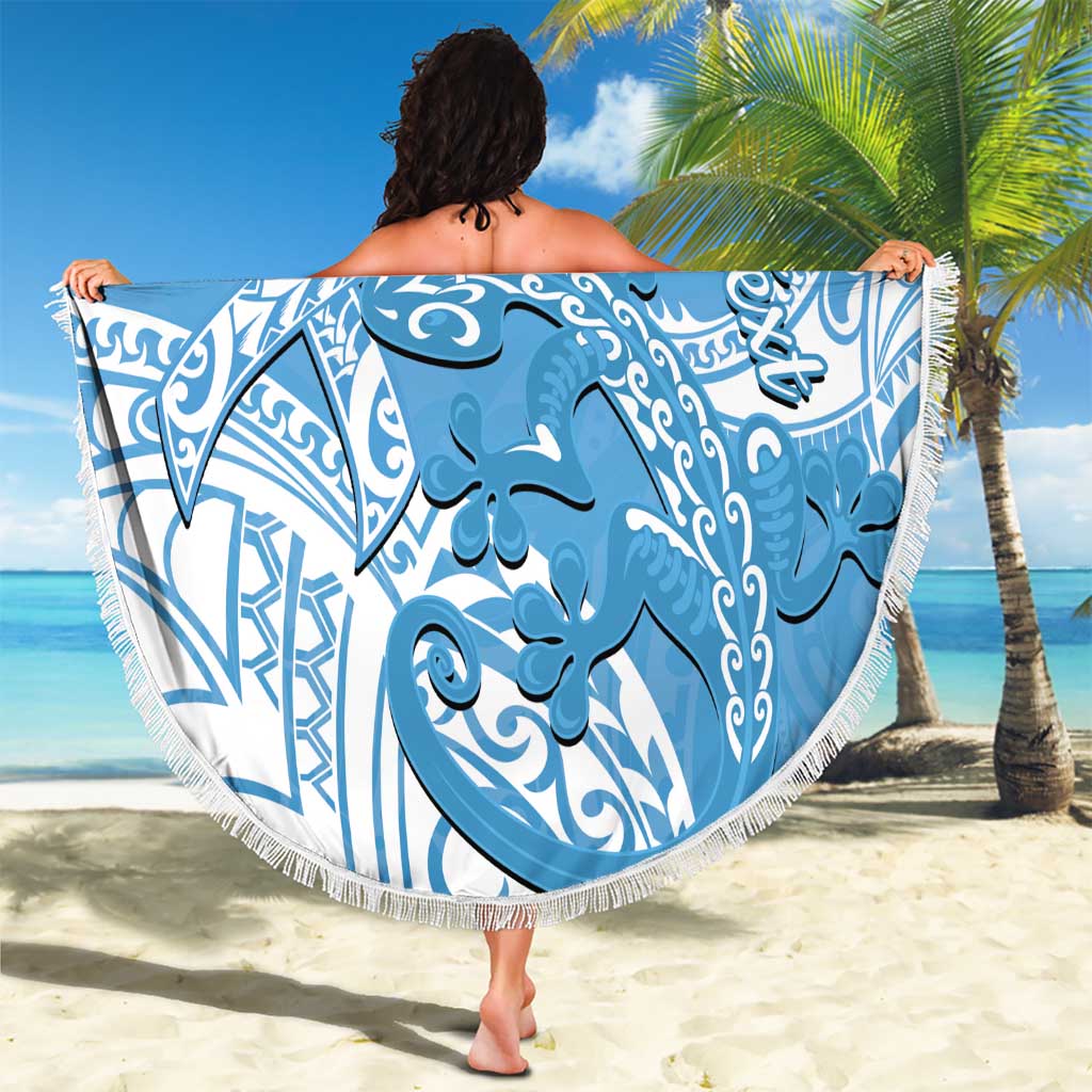 Personalised New Zealand Autism Awareness Beach Blanket NZ Fern With Maori Koru Lizard LT14 - Polynesian Pride