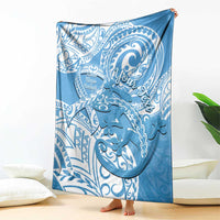 Personalised New Zealand Autism Awareness Blanket NZ Fern With Maori Koru Lizard LT14 - Polynesian Pride