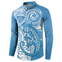 Personalised New Zealand Autism Awareness Button Sweatshirt NZ Fern With Maori Koru Lizard LT14 - Polynesian Pride