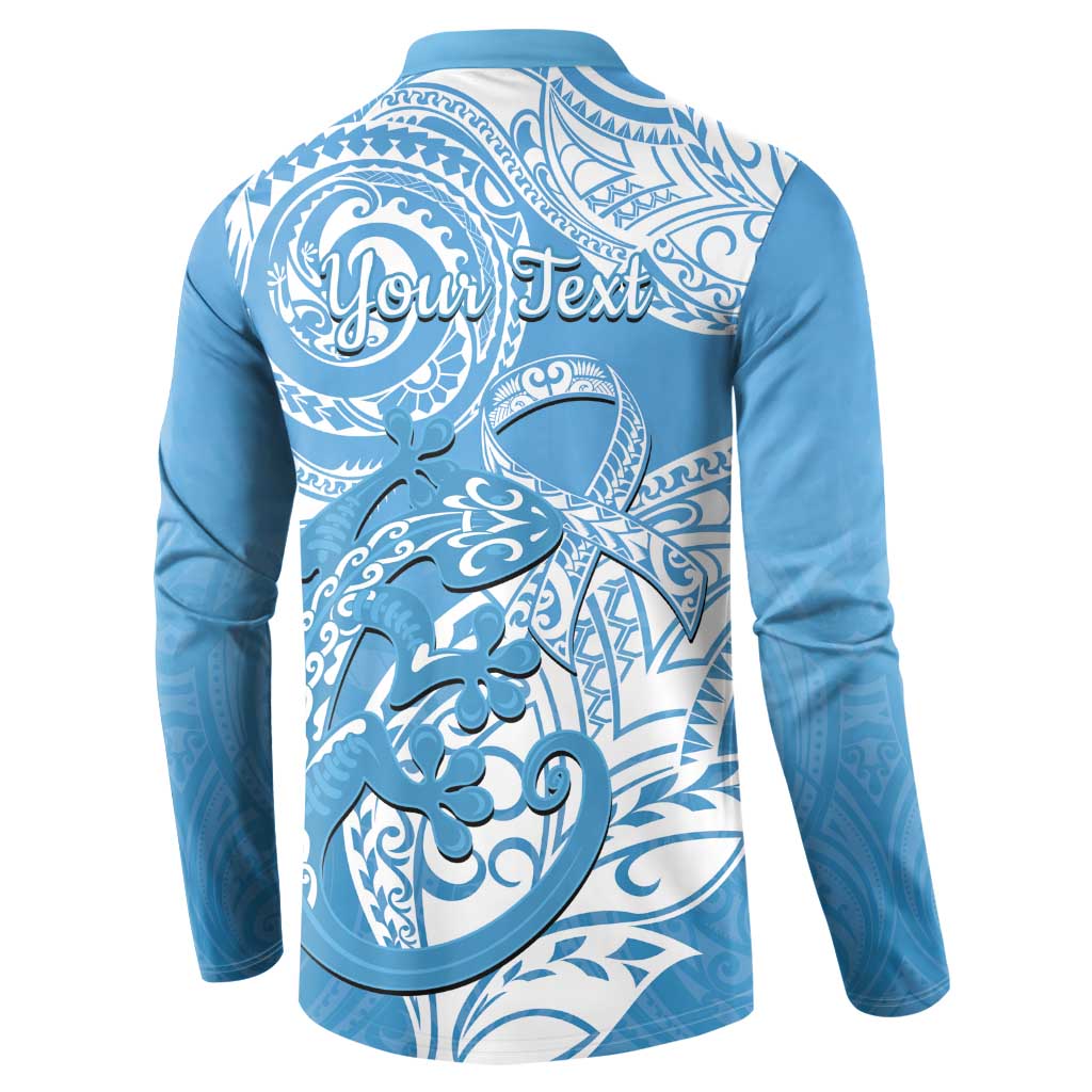 Personalised New Zealand Autism Awareness Button Sweatshirt NZ Fern With Maori Koru Lizard LT14 - Polynesian Pride