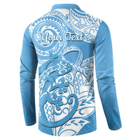 Personalised New Zealand Autism Awareness Button Sweatshirt NZ Fern With Maori Koru Lizard LT14 - Polynesian Pride