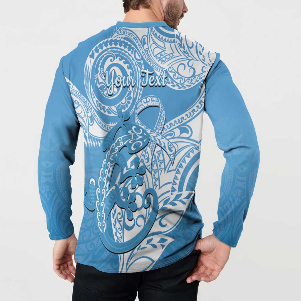 Personalised New Zealand Autism Awareness Button Sweatshirt NZ Fern With Maori Koru Lizard LT14 - Polynesian Pride