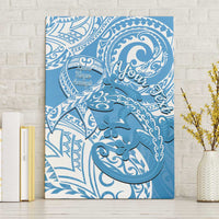 Personalised New Zealand Autism Awareness Canvas Wall Art NZ Fern With Maori Koru Lizard LT14 Without Frame Blue - Polynesian Pride