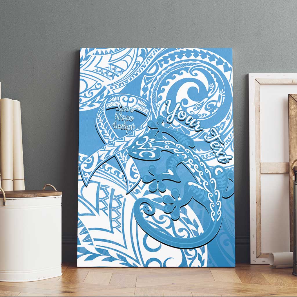 Personalised New Zealand Autism Awareness Canvas Wall Art NZ Fern With Maori Koru Lizard LT14 - Polynesian Pride