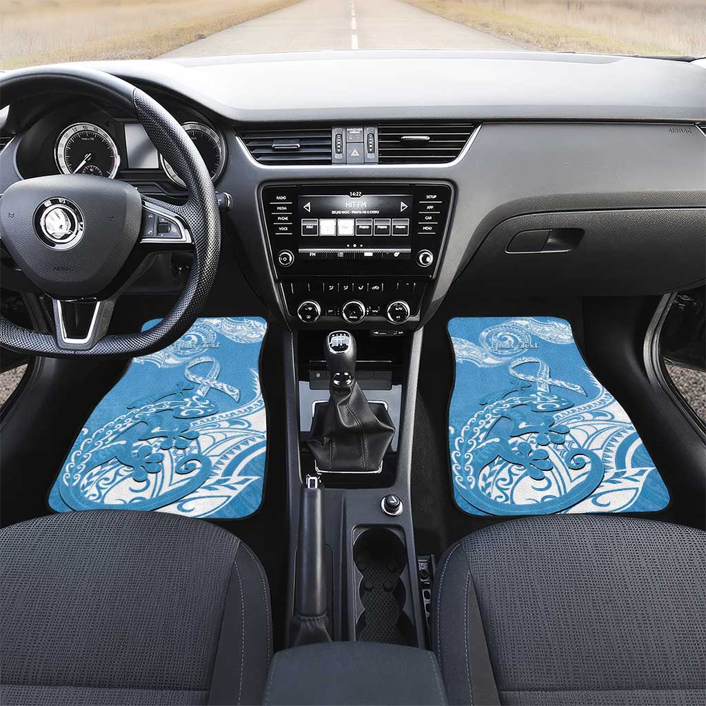 Personalised New Zealand Autism Awareness Car Mats NZ Fern With Maori Koru Lizard LT14 Set 2pcs - Front Blue - Polynesian Pride