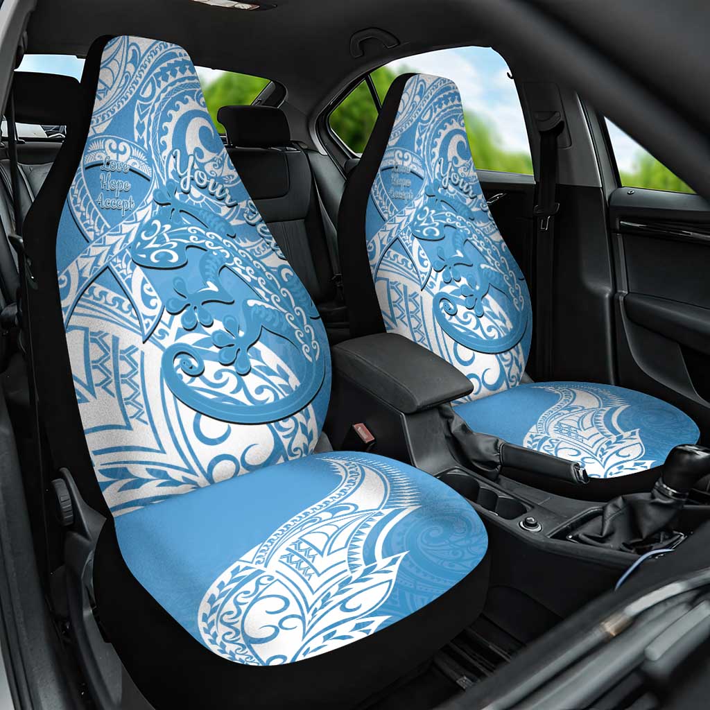 Personalised New Zealand Autism Awareness Car Seat Cover NZ Fern With Maori Koru Lizard