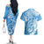 Personalised New Zealand Autism Awareness Couples Matching Off The Shoulder Long Sleeve Dress and Hawaiian Shirt NZ Fern With Maori Koru Lizard