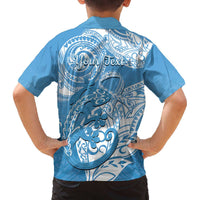 Personalised New Zealand Autism Awareness Family Matching Off Shoulder Short Dress and Hawaiian Shirt NZ Fern With Maori Koru Lizard LT14 - Polynesian Pride