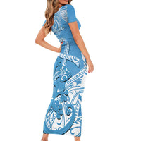 Personalised New Zealand Autism Awareness Family Matching Short Sleeve Bodycon Dress and Hawaiian Shirt NZ Fern With Maori Koru Lizard
