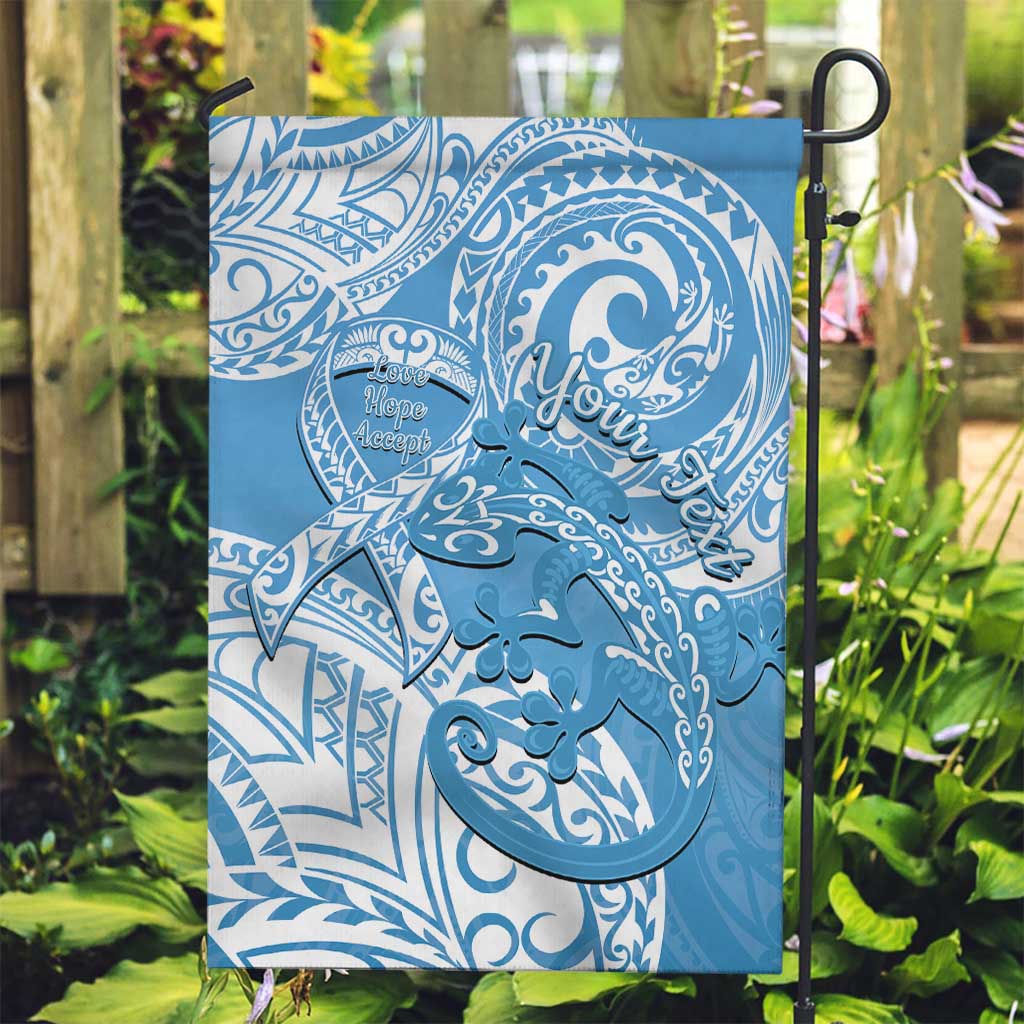 Personalised New Zealand Autism Awareness Garden Flag NZ Fern With Maori Koru Lizard LT14 Garden Flag Blue - Polynesian Pride