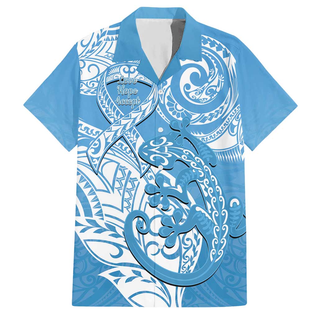 Personalised New Zealand Autism Awareness Hawaiian Shirt NZ Fern With Maori Koru Lizard LT14 Blue - Polynesian Pride