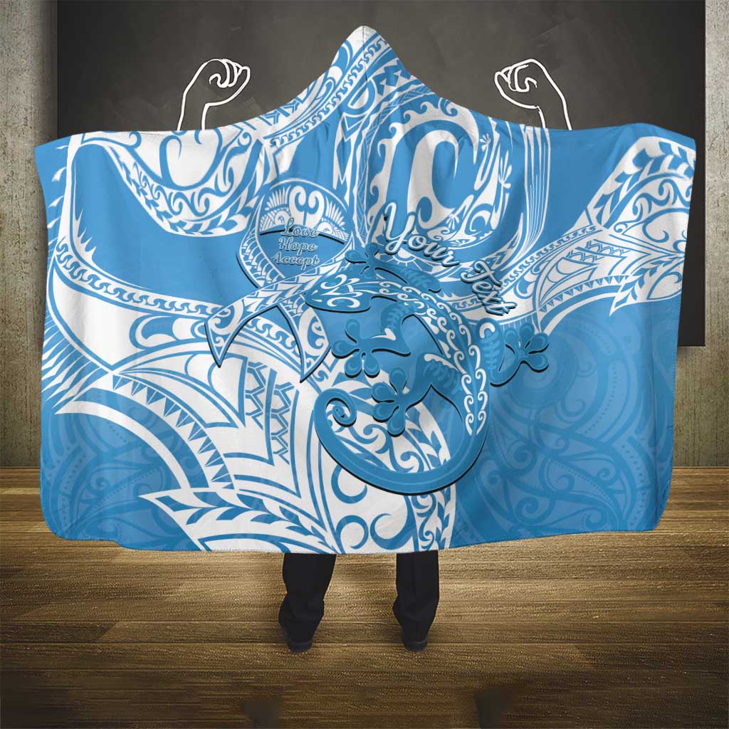 Personalised New Zealand Autism Awareness Hooded Blanket NZ Fern With Maori Koru Lizard LT14 - Polynesian Pride
