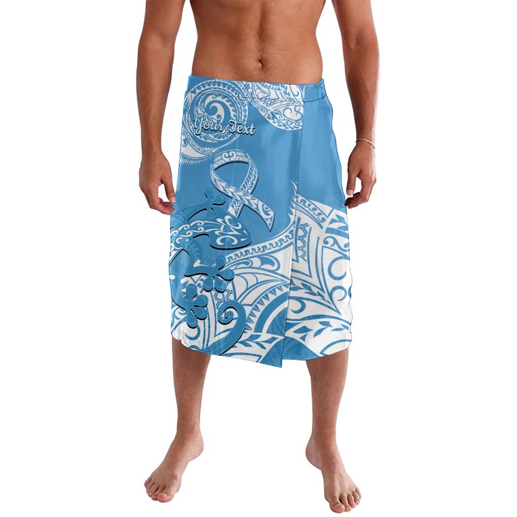 Personalised New Zealand Autism Awareness Lavalava NZ Fern With Maori Koru Lizard LT14 Blue - Polynesian Pride
