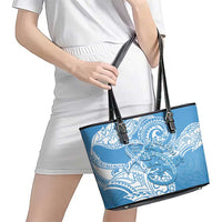 Personalised New Zealand Autism Awareness Leather Tote Bag NZ Fern With Maori Koru Lizard LT14 - Polynesian Pride