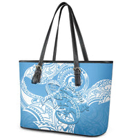 Personalised New Zealand Autism Awareness Leather Tote Bag NZ Fern With Maori Koru Lizard LT14 - Polynesian Pride