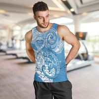Personalised New Zealand Autism Awareness Men Tank Top NZ Fern With Maori Koru Lizard LT14 Blue - Polynesian Pride