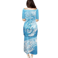 Personalised New Zealand Autism Awareness Puletasi NZ Fern With Maori Koru Lizard LT14 - Polynesian Pride