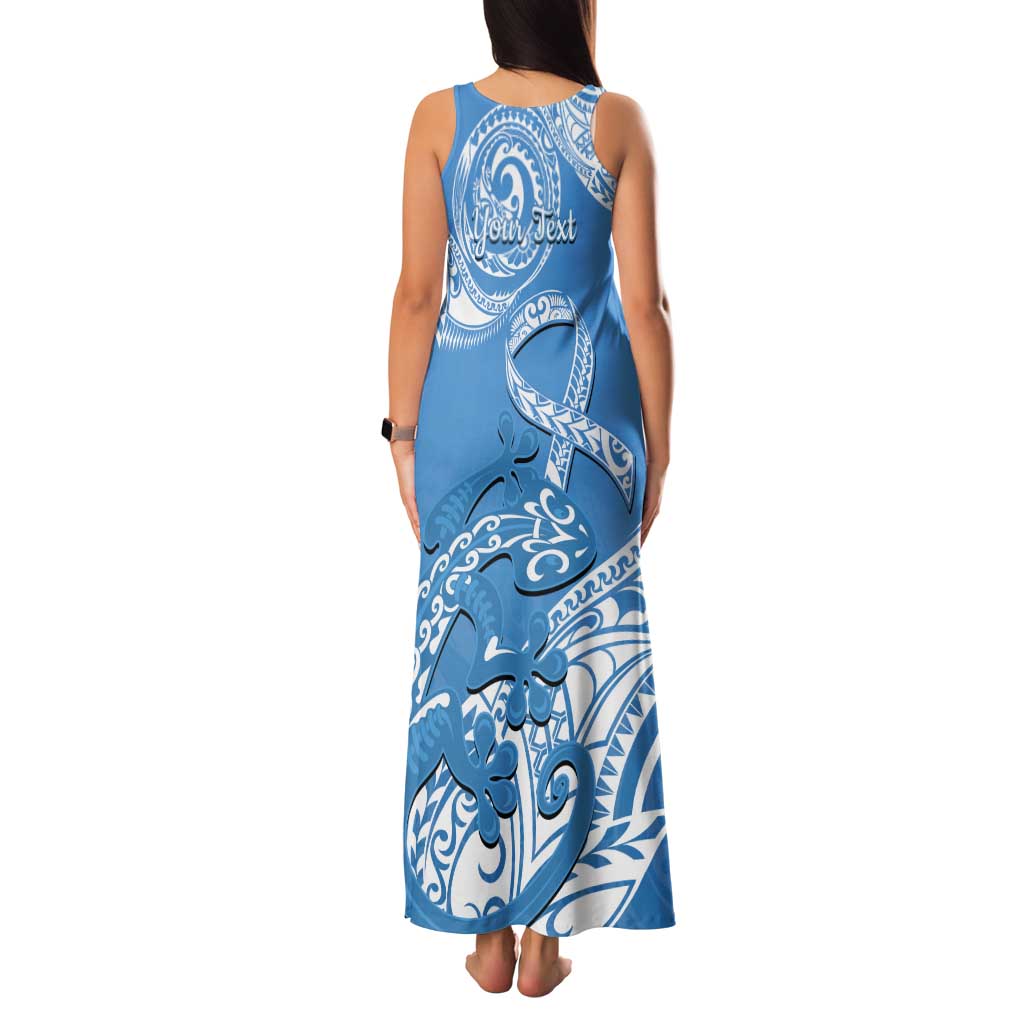 Personalised New Zealand Autism Awareness Tank Maxi Dress NZ Fern With Maori Koru Lizard