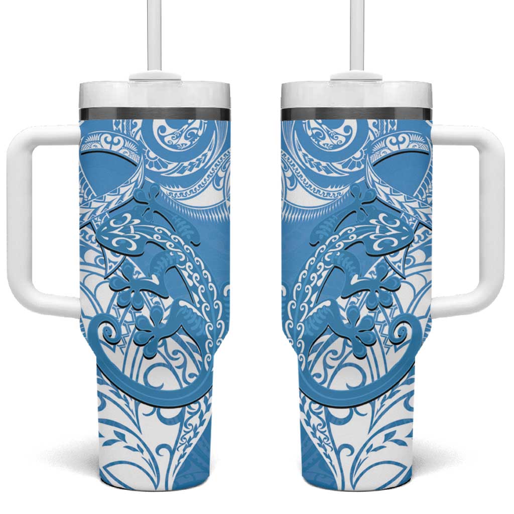 New Zealand Autism Awareness Tumbler With Handle NZ Fern With Maori Koru Lizard