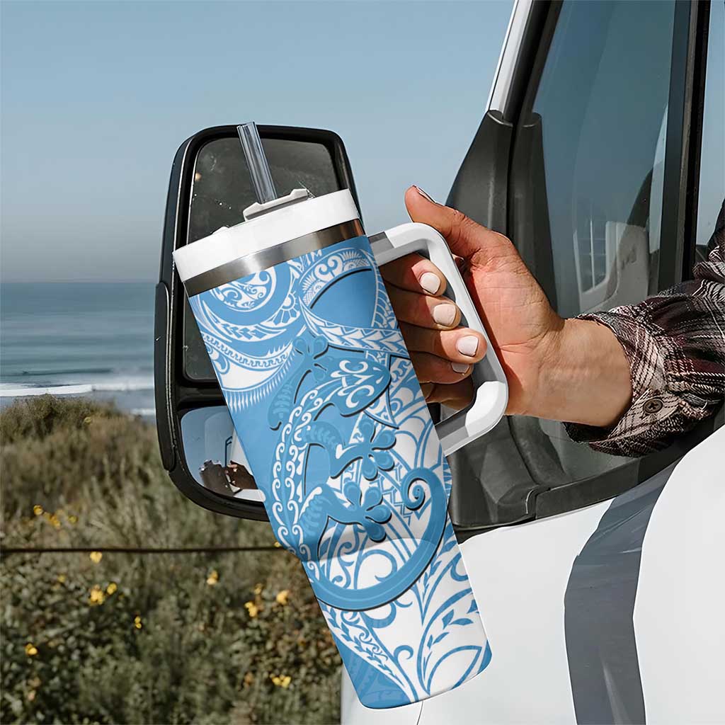 New Zealand Autism Awareness Tumbler With Handle NZ Fern With Maori Koru Lizard LT14 - Polynesian Pride