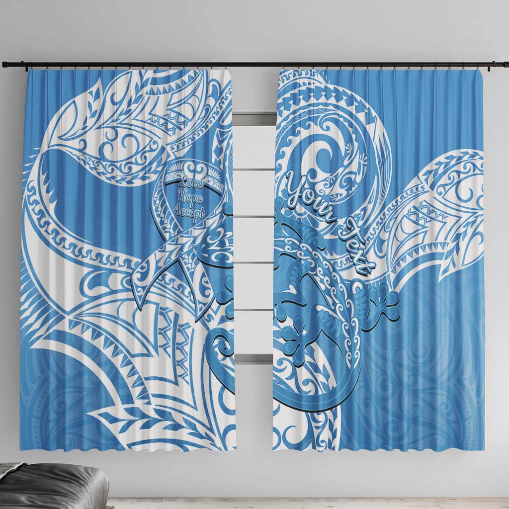 Personalised New Zealand Autism Awareness Window Curtain NZ Fern With Maori Koru Lizard