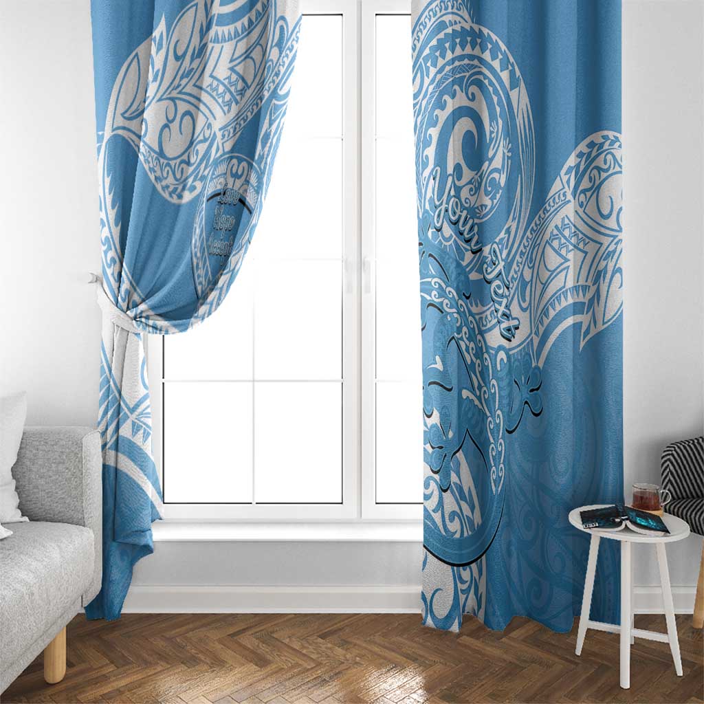 Personalised New Zealand Autism Awareness Window Curtain NZ Fern With Maori Koru Lizard LT14 - Polynesian Pride