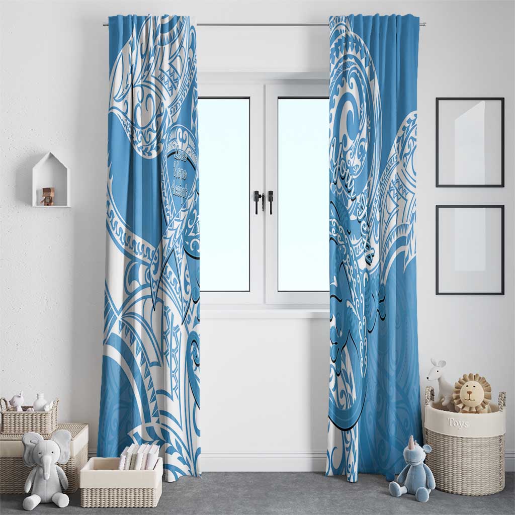 Personalised New Zealand Autism Awareness Window Curtain NZ Fern With Maori Koru Lizard LT14 - Polynesian Pride